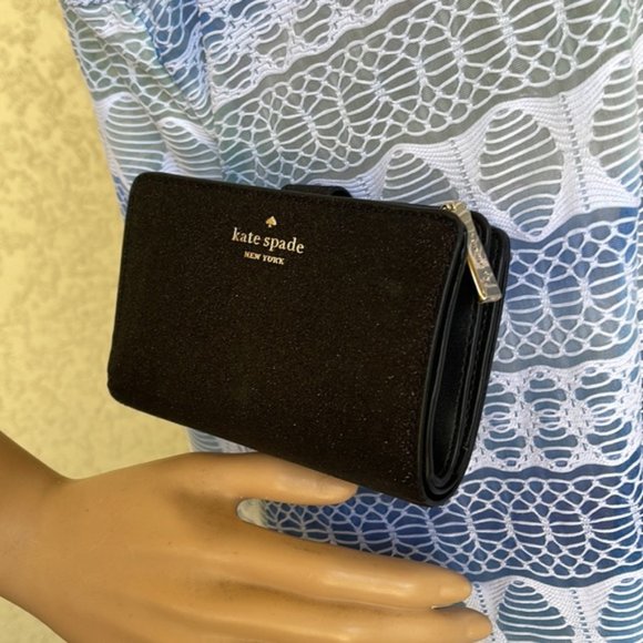 Kate Spade Shimmy Boxed Medium Compartment Wallet Black - Picture 14 of 16